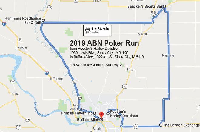 Poker Run Map 2019